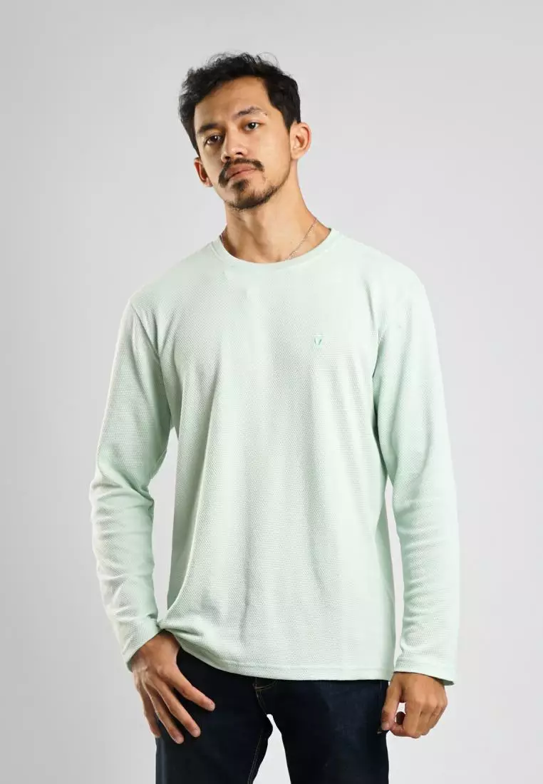 MATSUDA Kaos Lengan Panjang 20S Texture Popcorn Katun Nagato