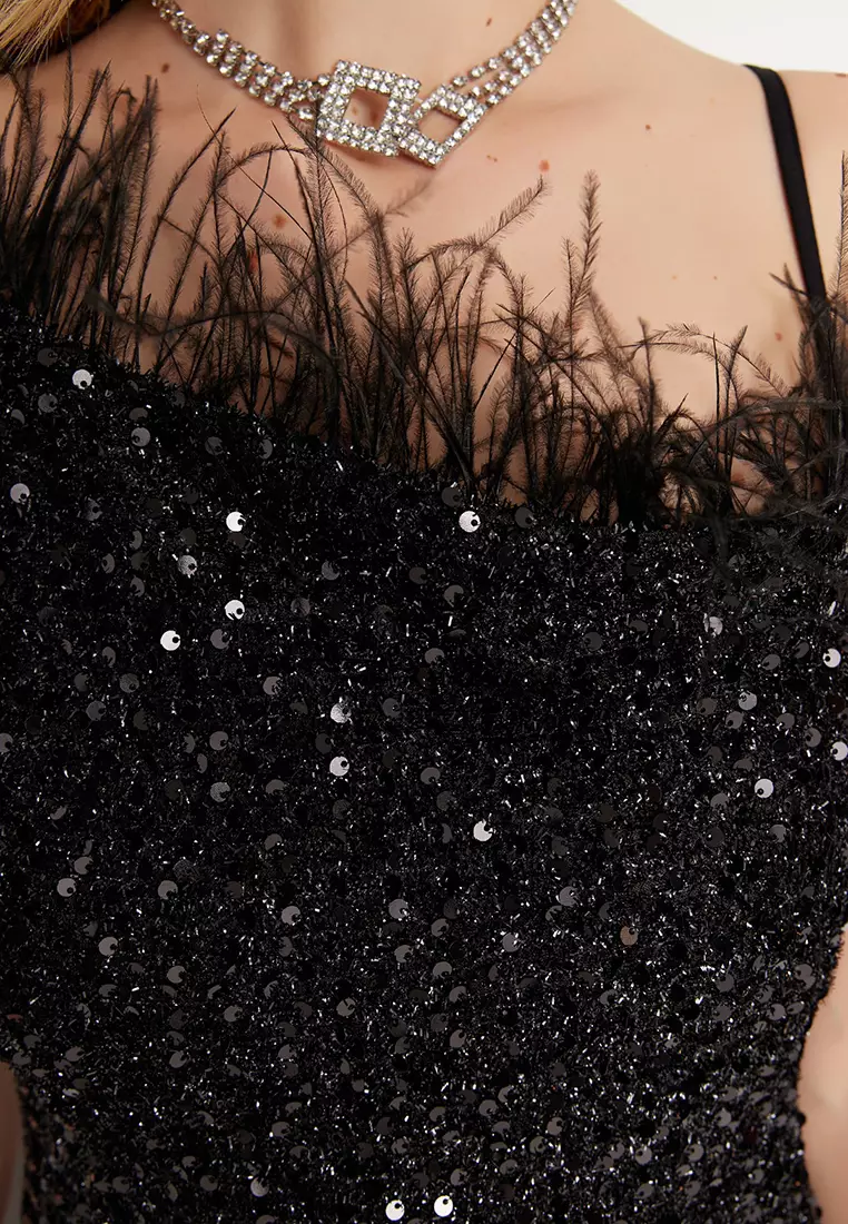 Sequin Detailed Evening Dress