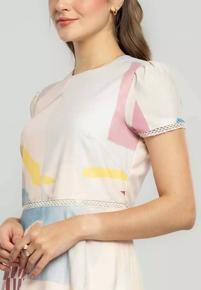 Celestine Abstract A-Line Print Dress