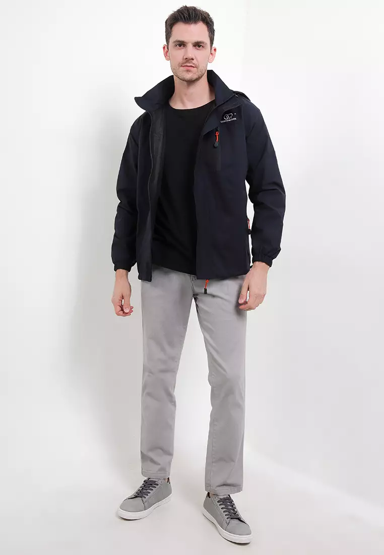 GRAHANGGRA Jaket Waterproof Vasili Hoodie Bisa Dilepas Pasang - Navy Blue