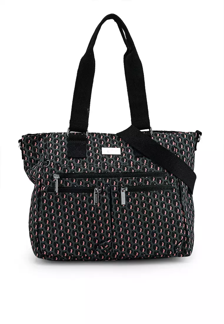 Printed Nylon Convertible Tote Bag