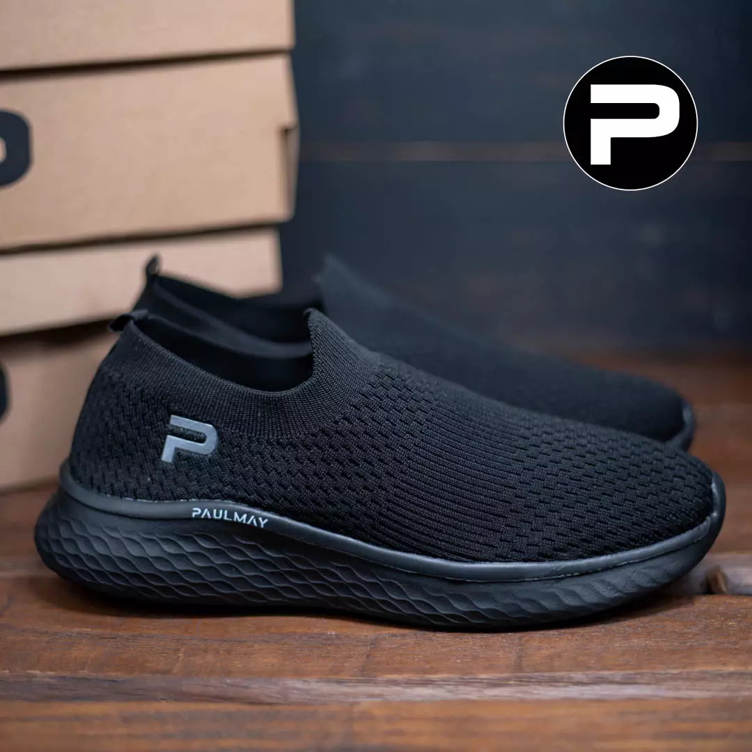 PAULMAY - Sepatu Slip On Running Pria Go Walk Black