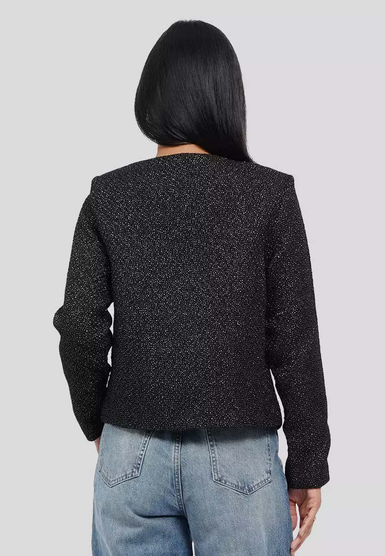 Round Neck Tweed Blazer