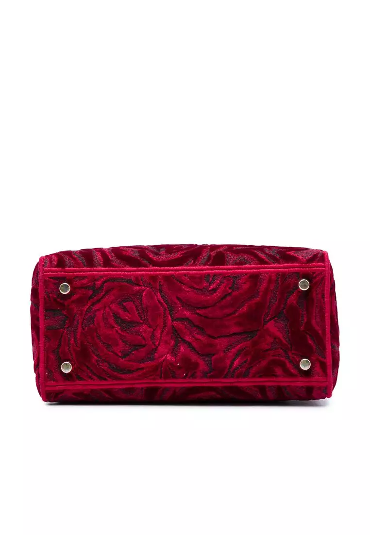 Pre-Loved Dior Medium Embroidered Velvet Roses Lady D Lite
