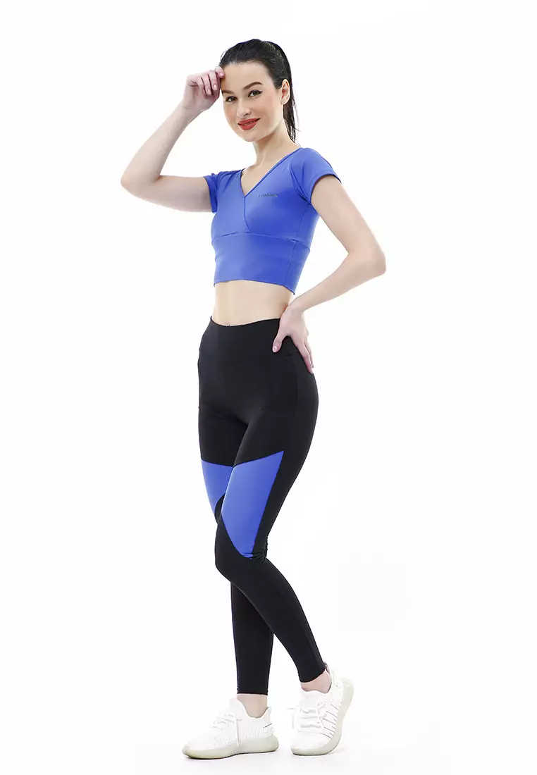 Jovita One Set Atasan Bawahan Baju Senam Aerobik Relaxed Fit - Biru Tua