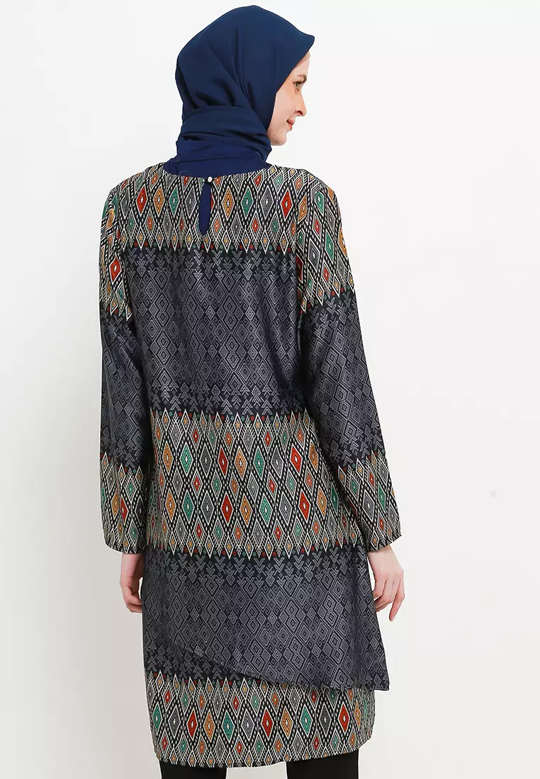 Ebru Tunic In Black Batik Print