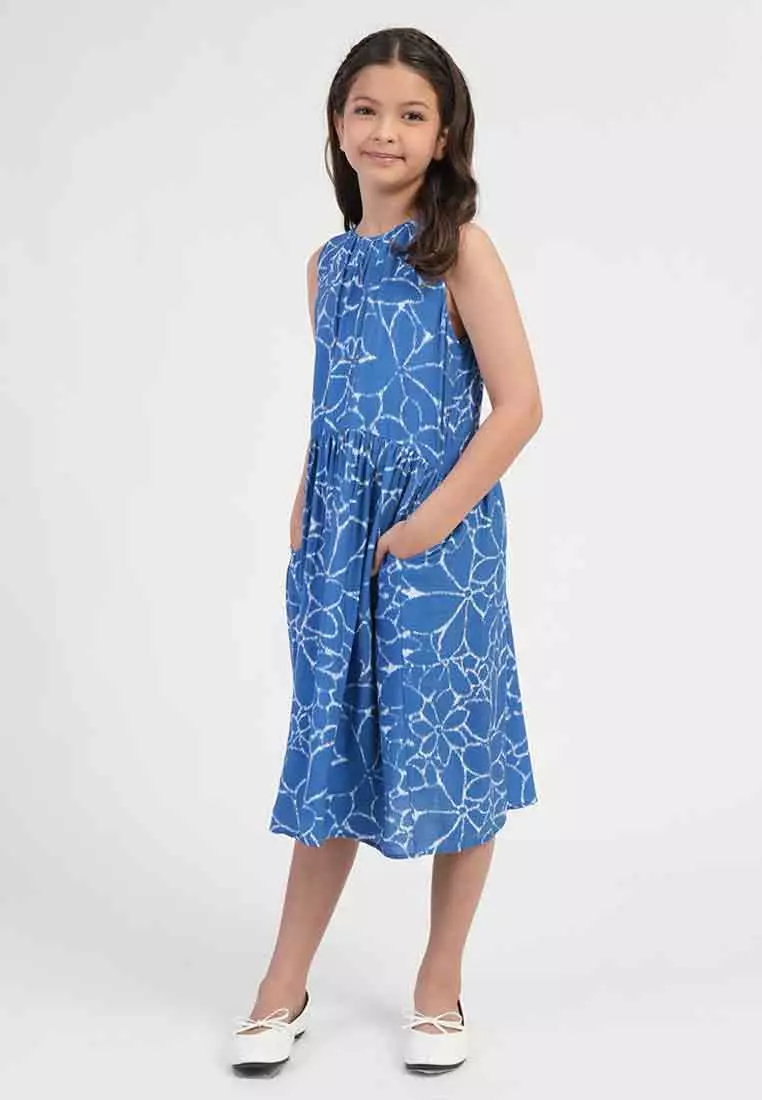  Treehouse Drea Floral Ikat Print Girl’s Dress