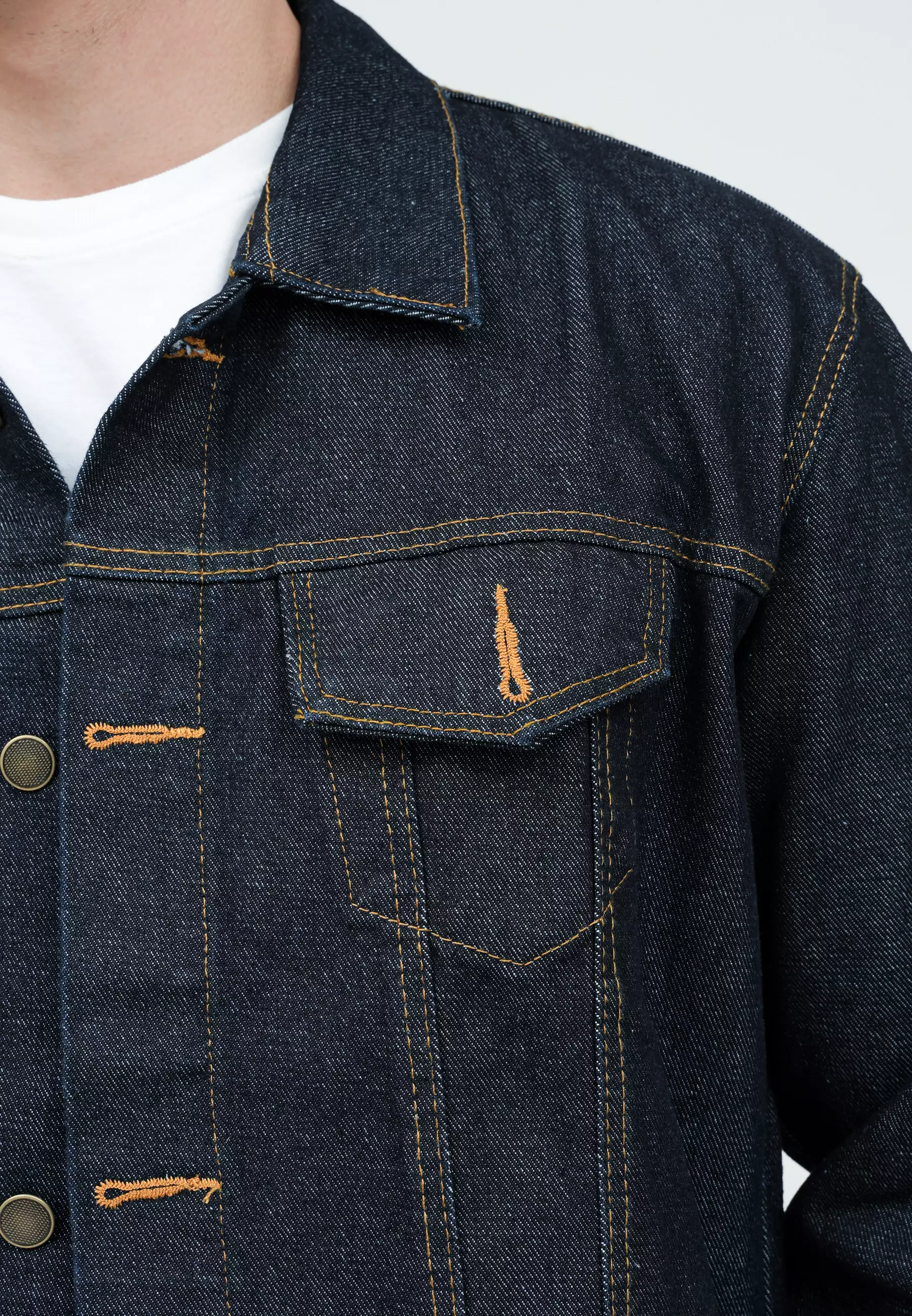 Houseofcuff Jaket Jeans Pria Motif Japan Jaket Denim Biru Gelap