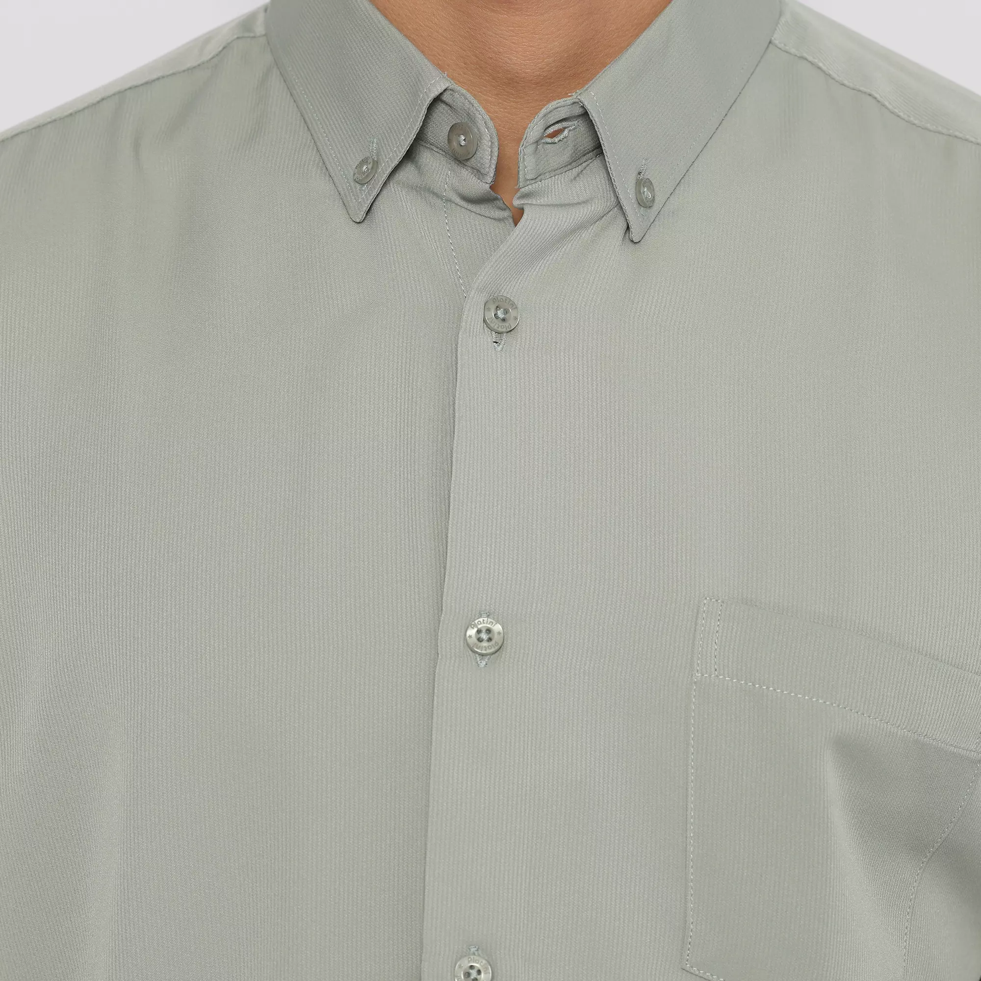 Platini Kemeja Pria Polos Lengan Pendek Polinosic Hijau Sage 63248