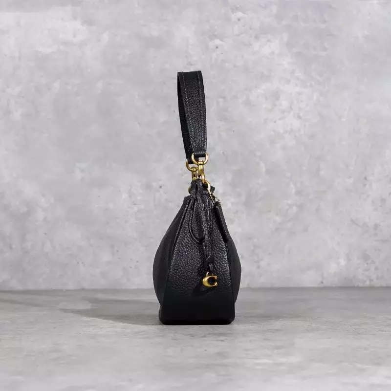 Tas COACH CARY PLAIN BLACK SOFT LEATHER SHOULDER BAG WITH LS 100% ORIGINAL