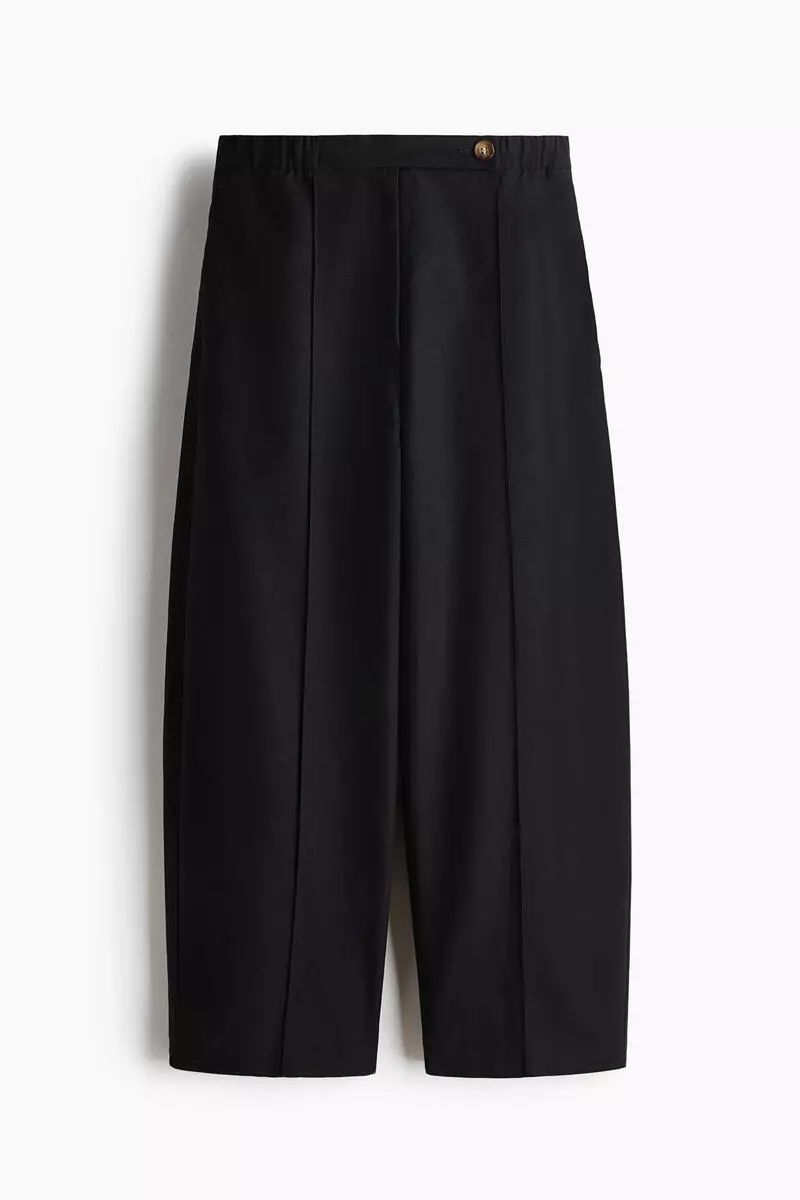 Linen-blend barrel trousers