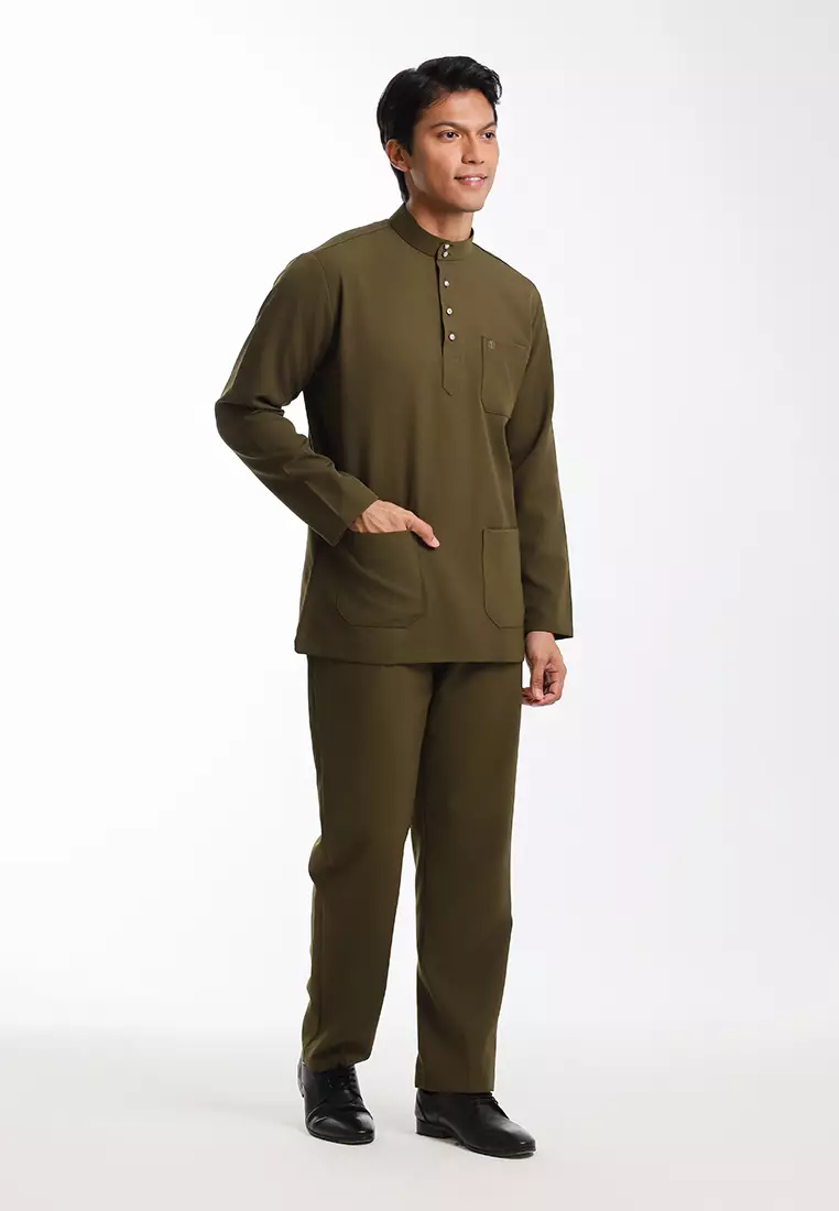Alain Delon Baju Melayu Cekak Musang Dewasa - 19026002-48MayflyOlive