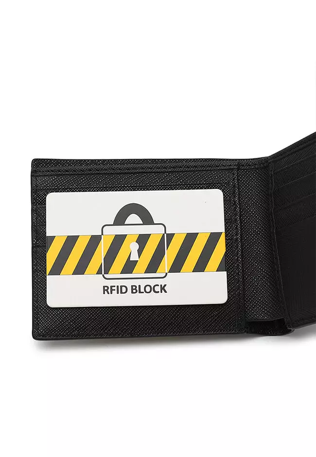 Genuine Leather RFID Short Wallet - Black