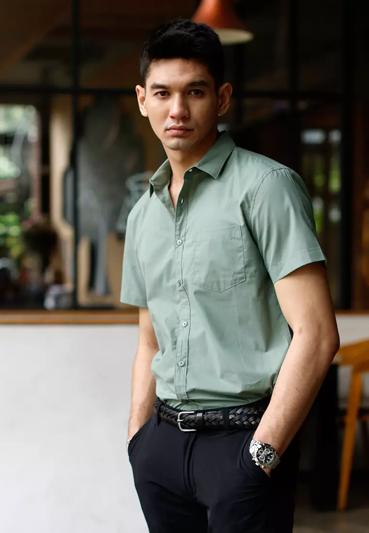 Oxcon Short Sleeve Business Shirt soft cotton Sage