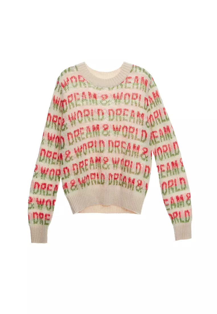 Printed Slogan Knit Top