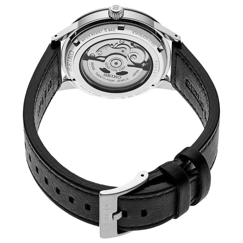 Jam Tangan Pria Seiko Presage SSK011J1 Style60s Automatic GMT Grey Dial Black Leather Strap