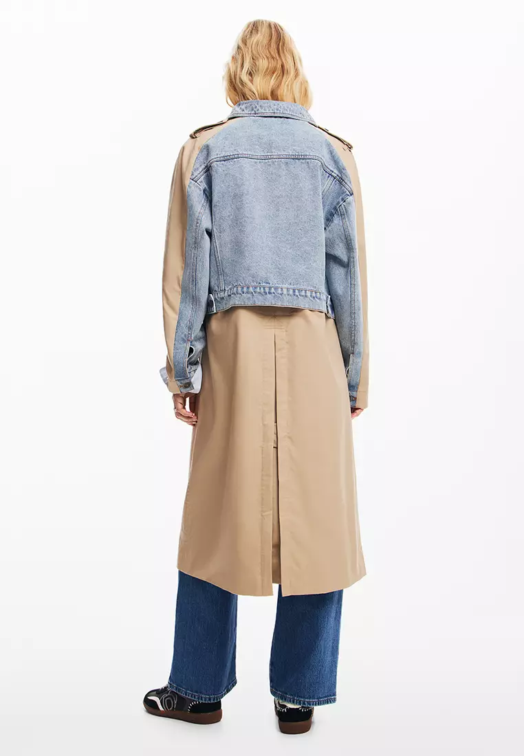 Desigual Woman Hybrid denim trench coat.