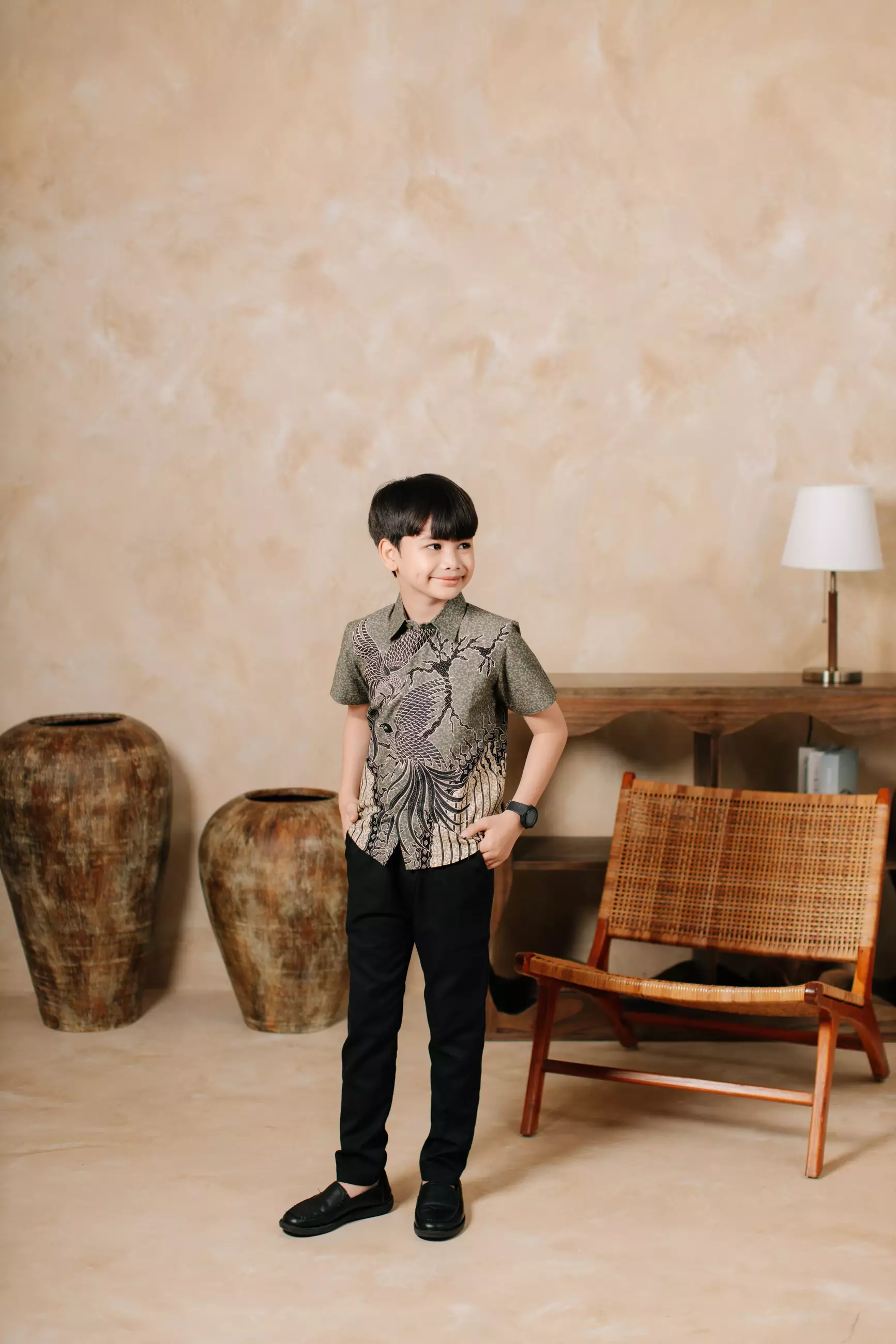 Atmara Grey Kemeja Batik Anak Pria Kemeja Batik Anak Cowok Katun
