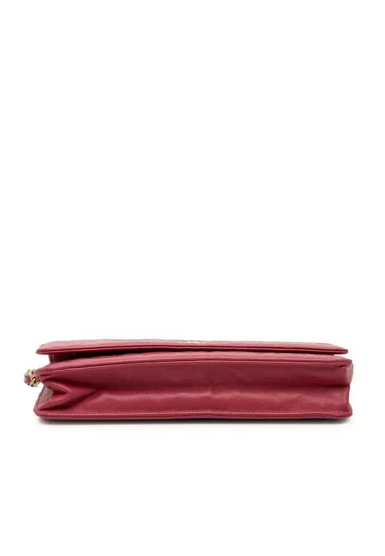 Pre-Loved Chanel Cc Embossed Lambskin Camellia Wallet On Chain