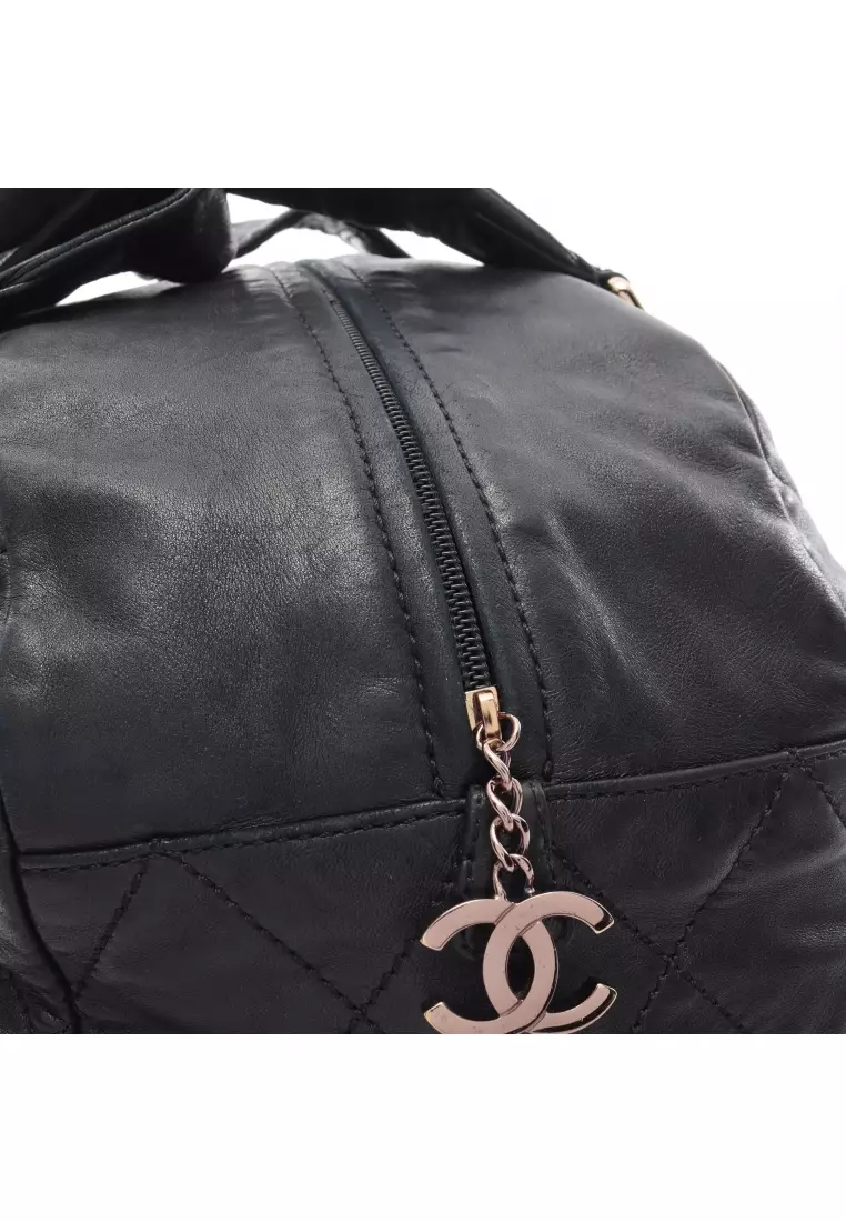 Buy Chanel Pre-loved CHANEL Matelasse Handbag Mini Boston Bag Lambskin  Black Pink Gold Hardware Online