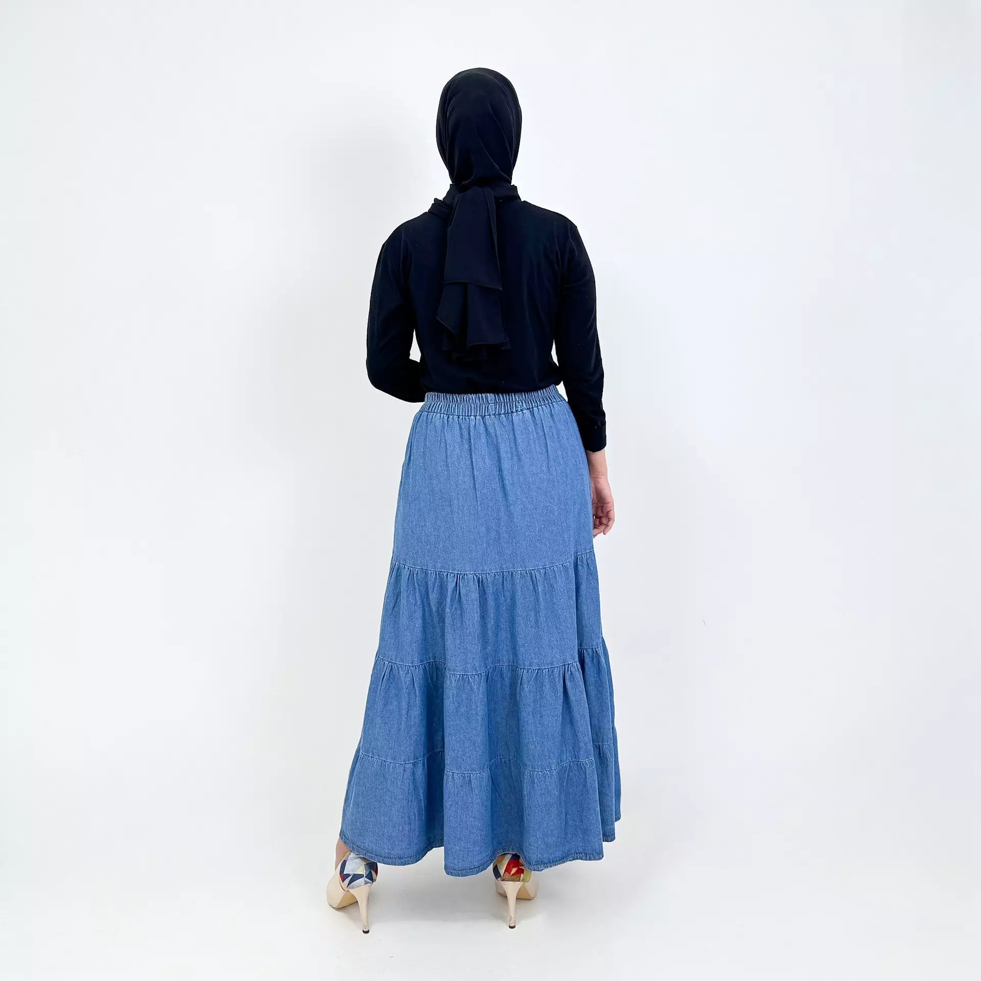 Evy Long Skirt Denim [BIRU MUDA]