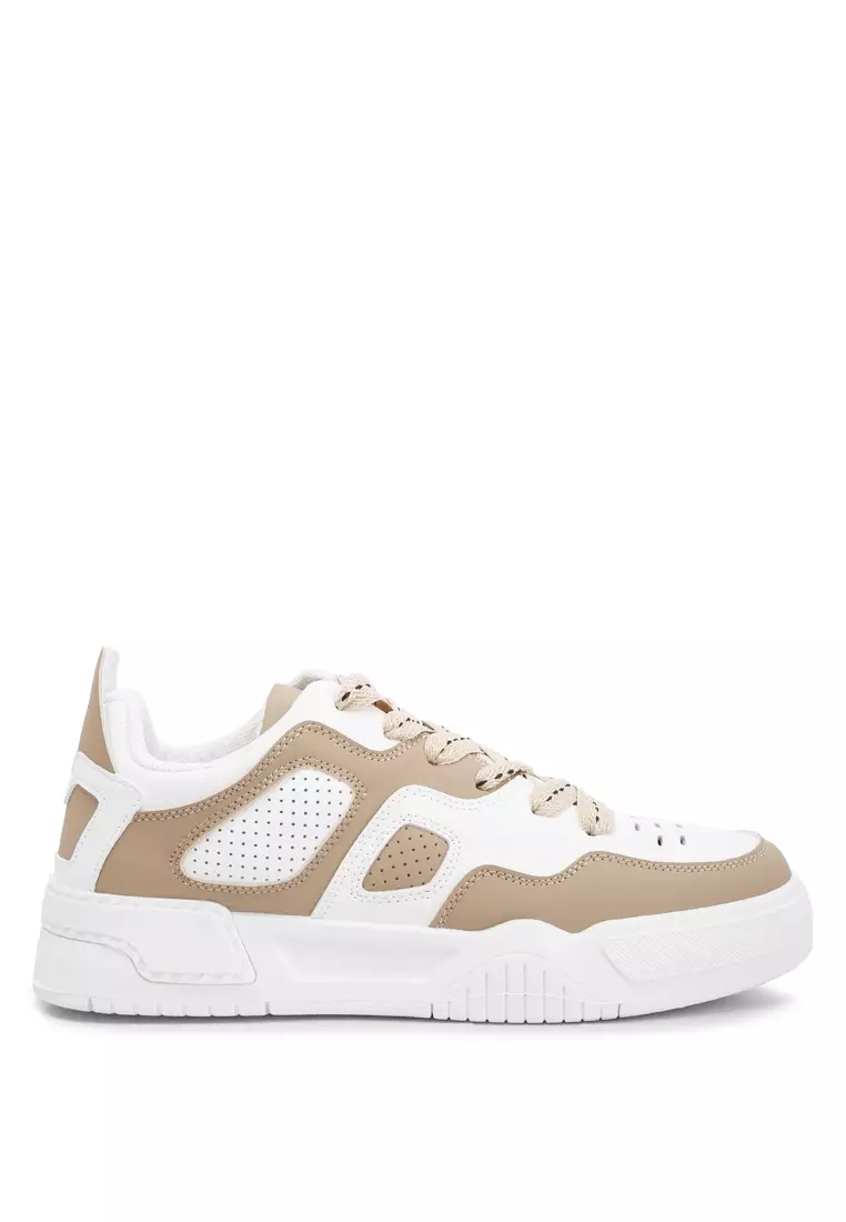 Discount on London Rag  shoes - SKU: Panelling Flatform Sneakers Sand/White