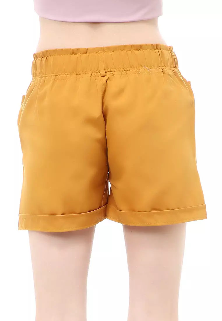 Madoc Short Pants Celana Pendek Kasual Wanita Highwaist Front Pocket Material Cotton ORIGINAL - Mustard