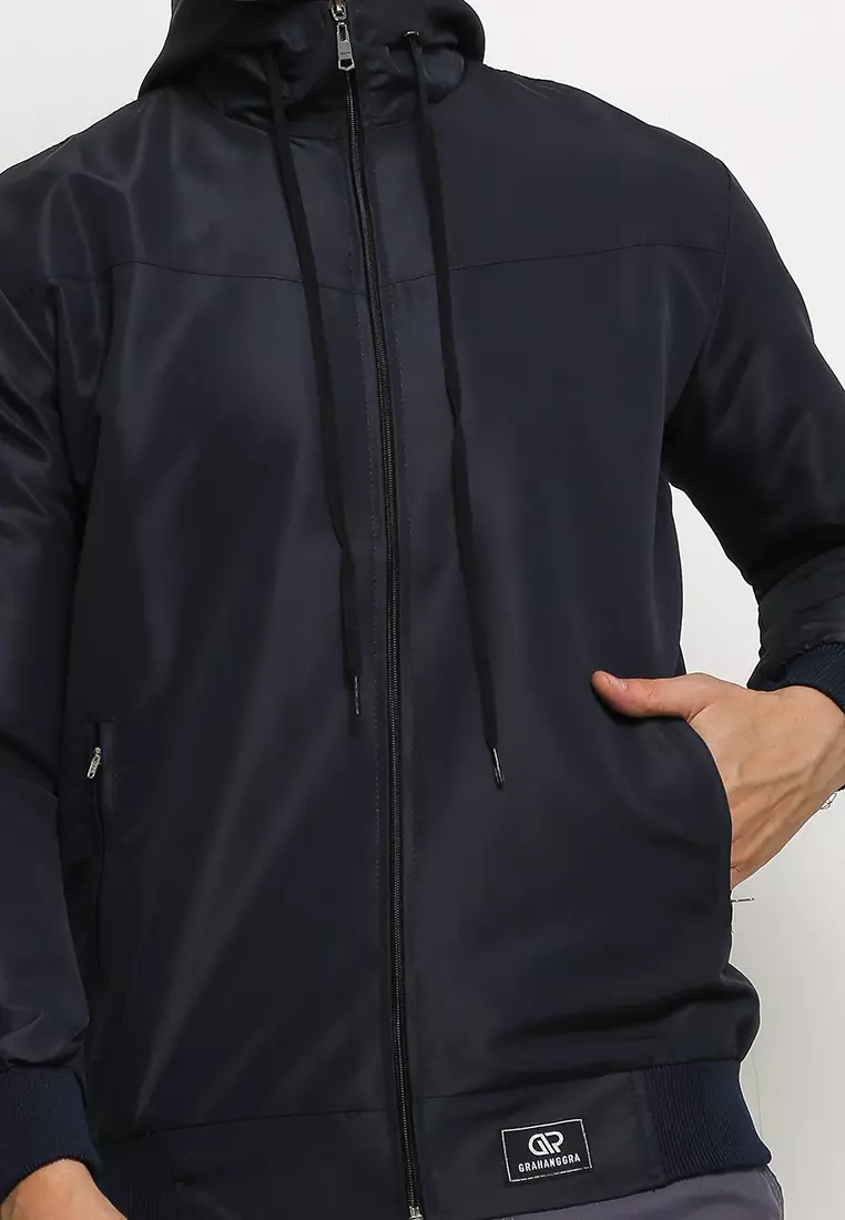 GRAHANGGRA Jaket Taslan Hoodie - Navy Blue