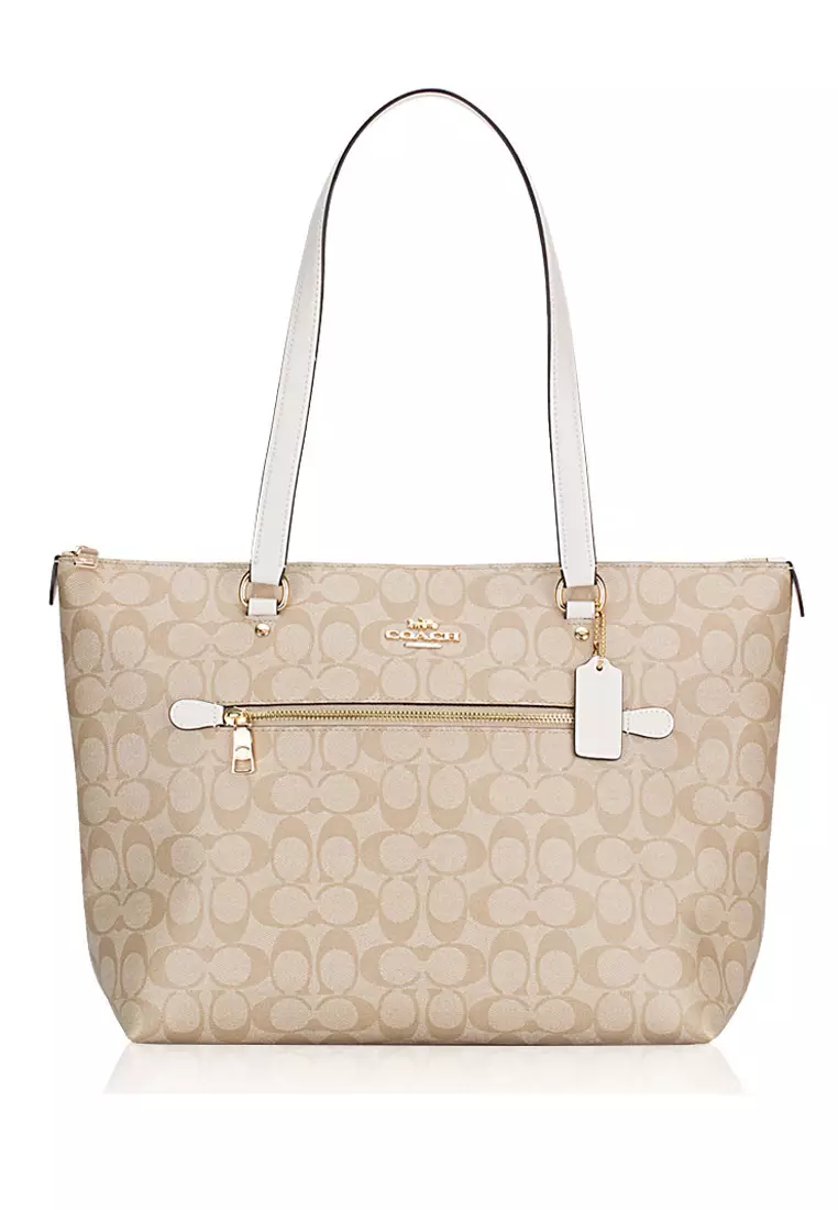 Coach signature tote brown best sale