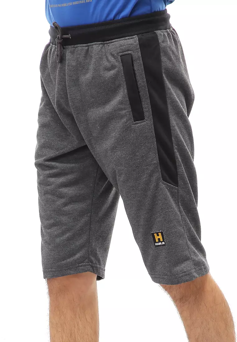 Rishham Short Pants Celana Pendek Kasual Pria Material Baby Terry ORIGINAL - Dark Gray