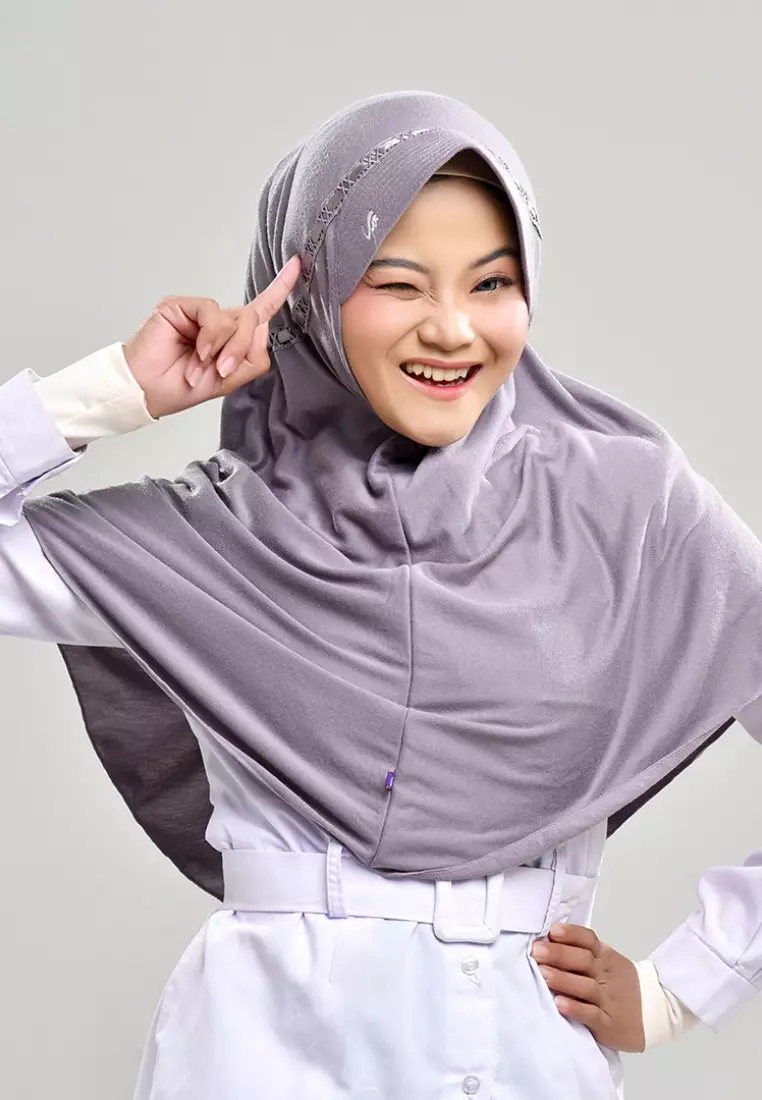 RABBANI - Kerudung Sekolah Instan Hemy Abu-abu