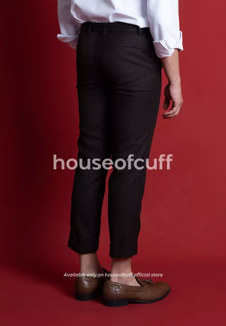 Houseofcuff Celana Ankle / Cropped Pants Slim fit Celana kerja bahan / Sirwal Coklat