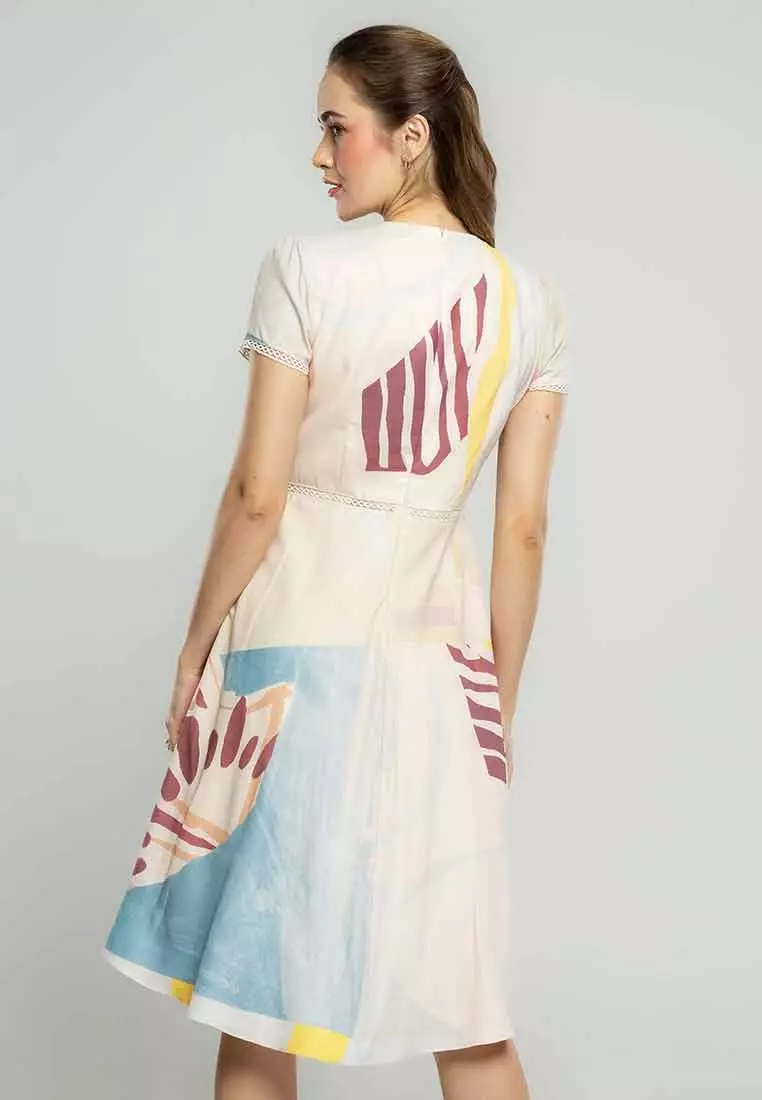 Celestine Abstract A-Line Print Dress