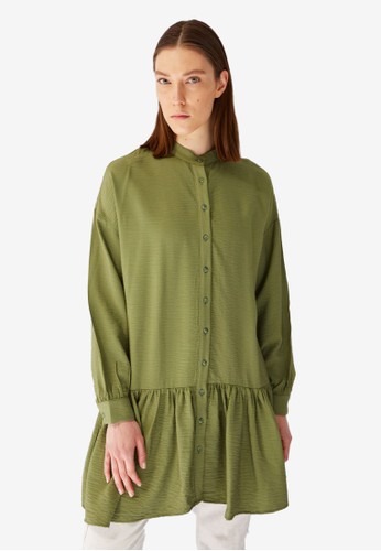 Trendyol green Mandarin Tunic Shirt 63C32AA41731EAGS_1