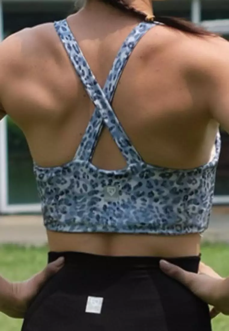 Fitwear - Sportbra Olahraga Wanita ANASTASIA [CROSS PLAIN] - BLUE LEOPARD