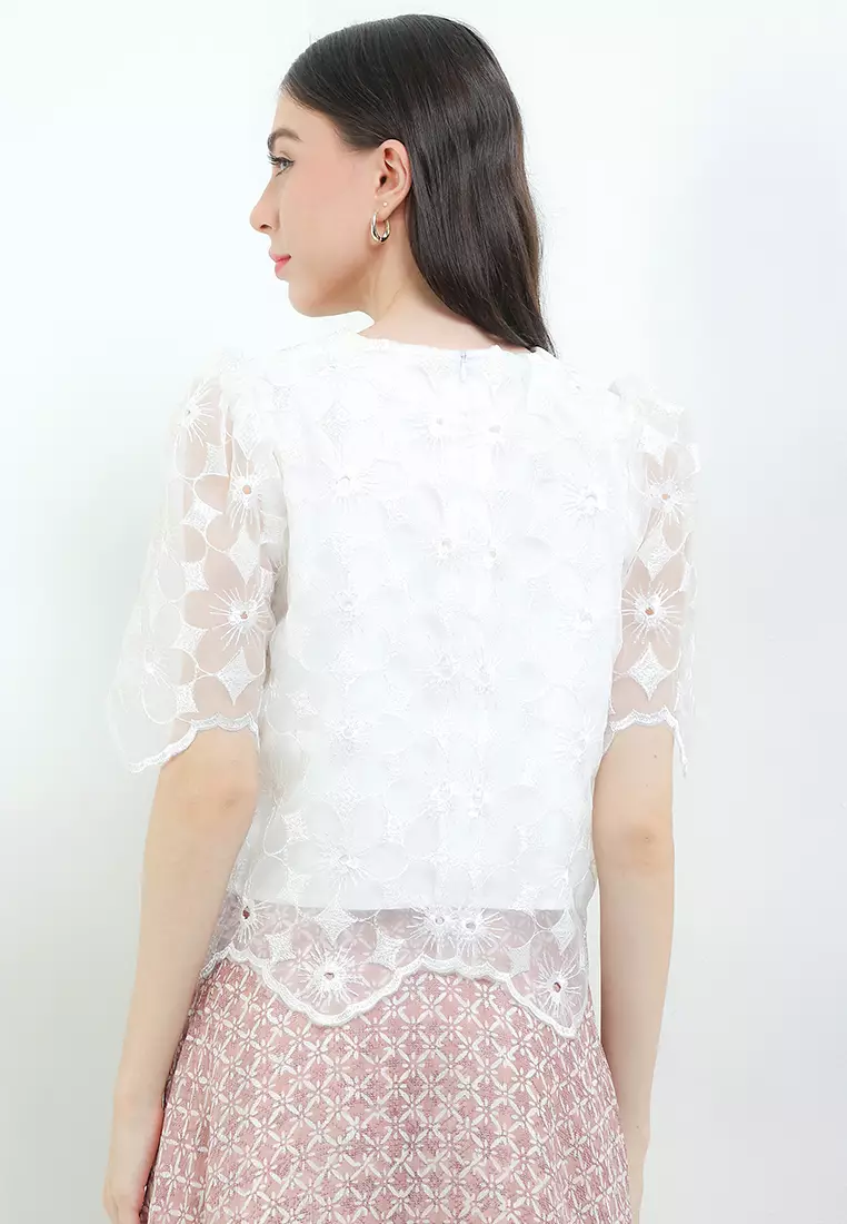 Sleeveless Inner Top Atasan Wanita Arumi Merona Spesial JFW Collection Rihanna Putih Berfuring [Tanpa Setelan]