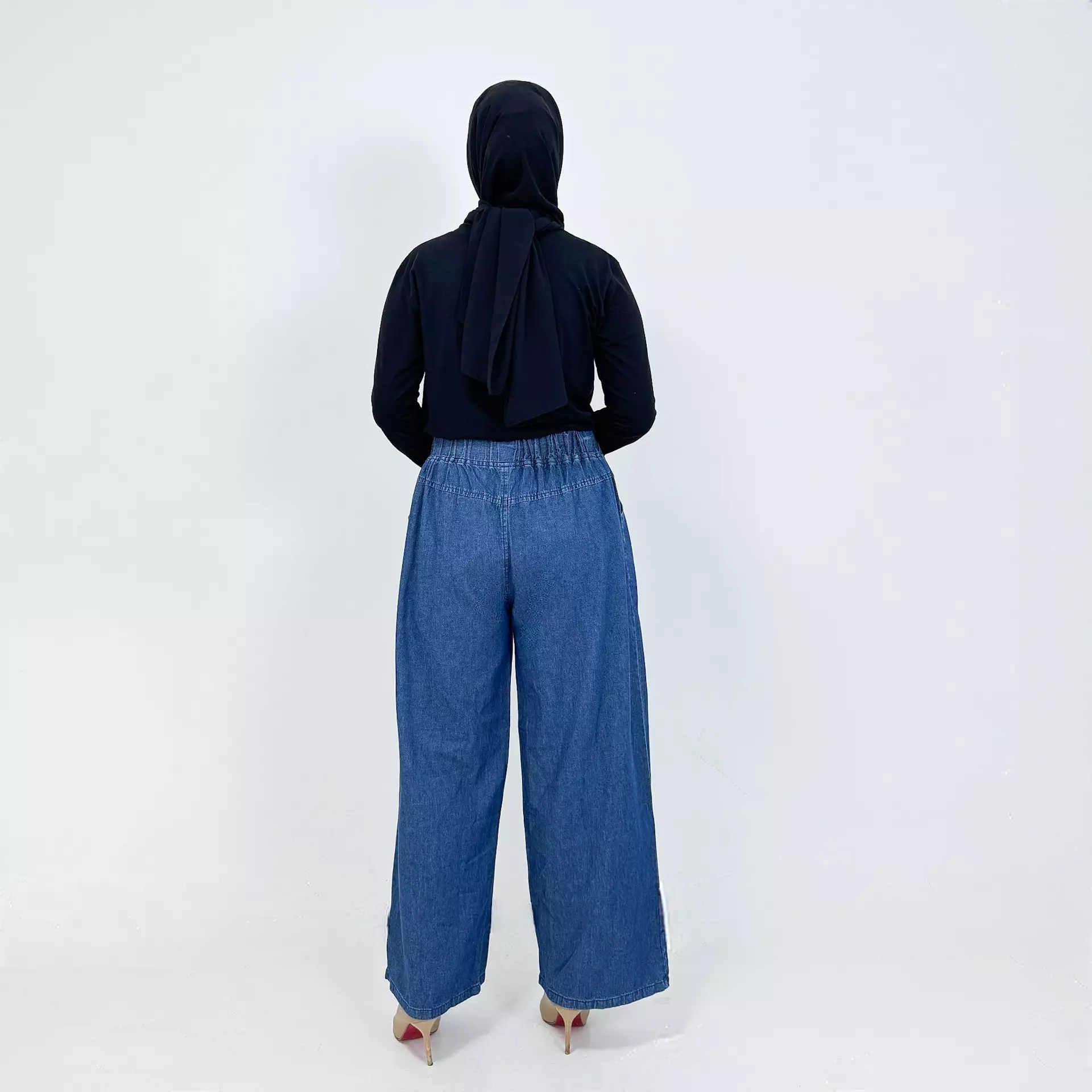 Palazzo Denim Keisya [BIRU] Celana Jeans Wanita Panjang 102 cm