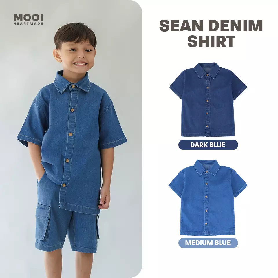 Mooi Kemeja Jeans Anak Sean Denim Shirt - Medium Blue