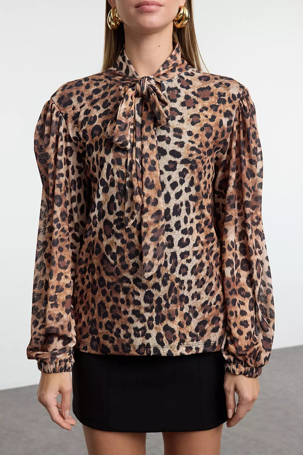 Leopard Printed Multicolored Knitted Blouse