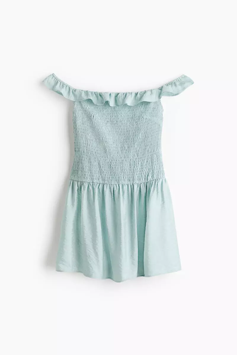Smocked off-the-shoulder dress