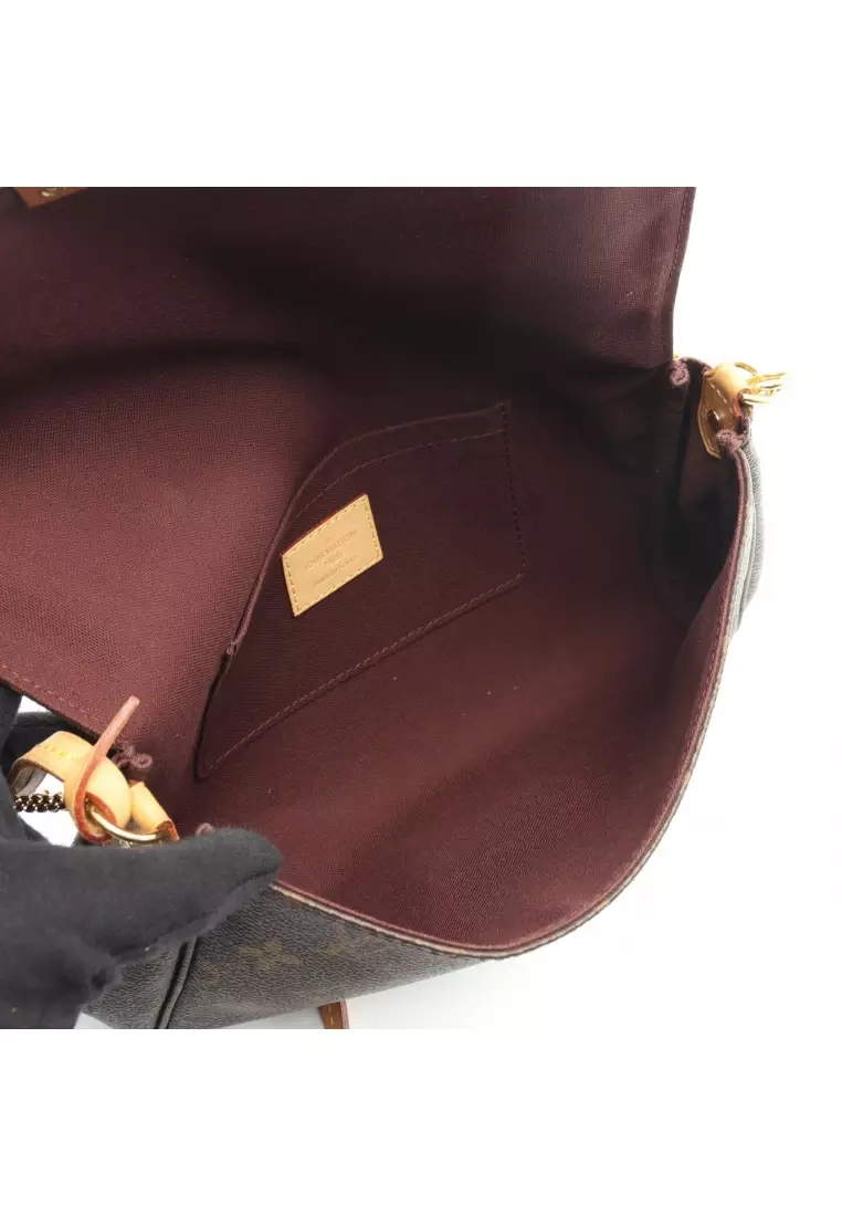 Pre-Loved Louis Vuitton Favorite MM monogram chain handbag PVC leather Brown 2WAY