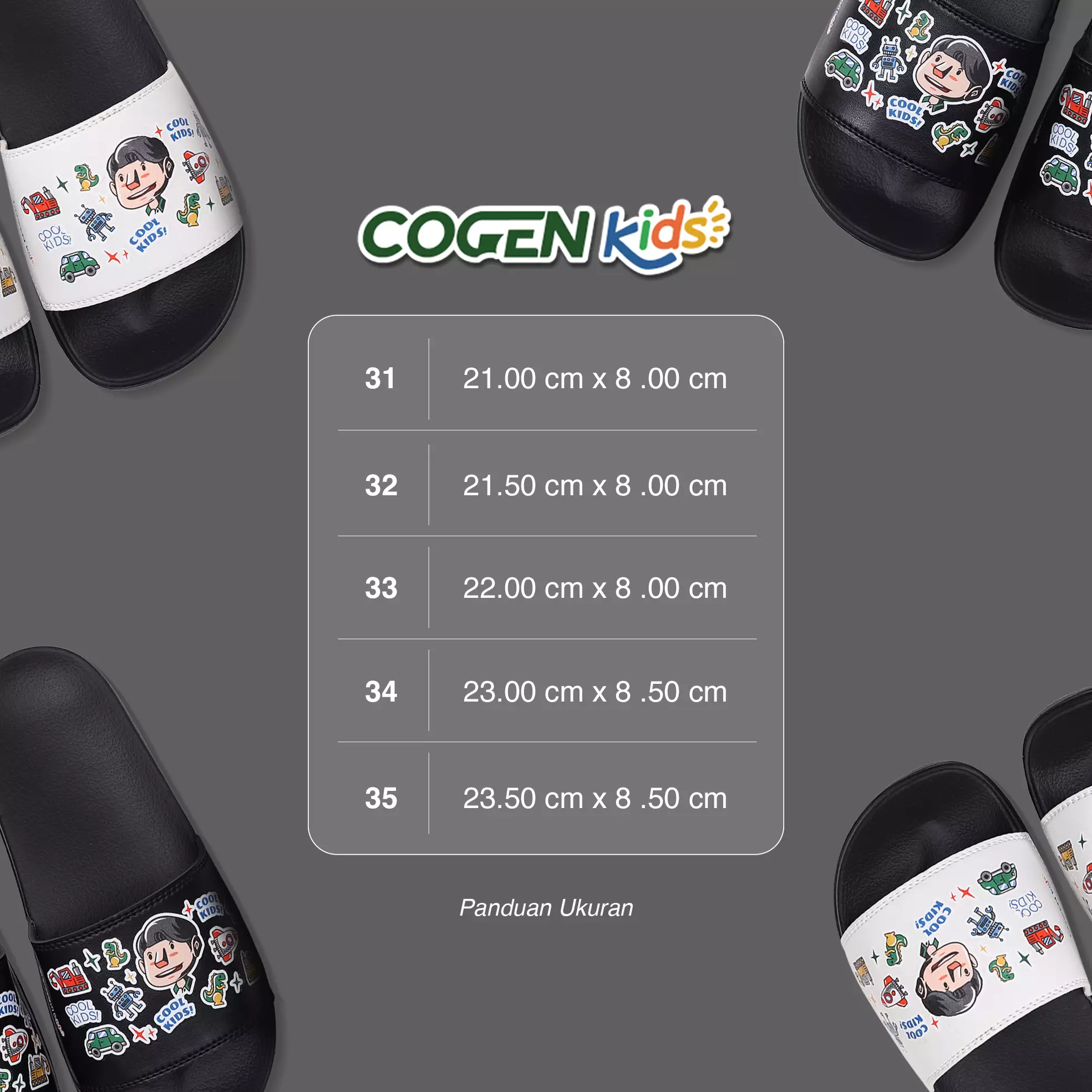 Cogen Kids Sandal Anak Sendal Slop Junior Premium Black Hitam - Cool Kids