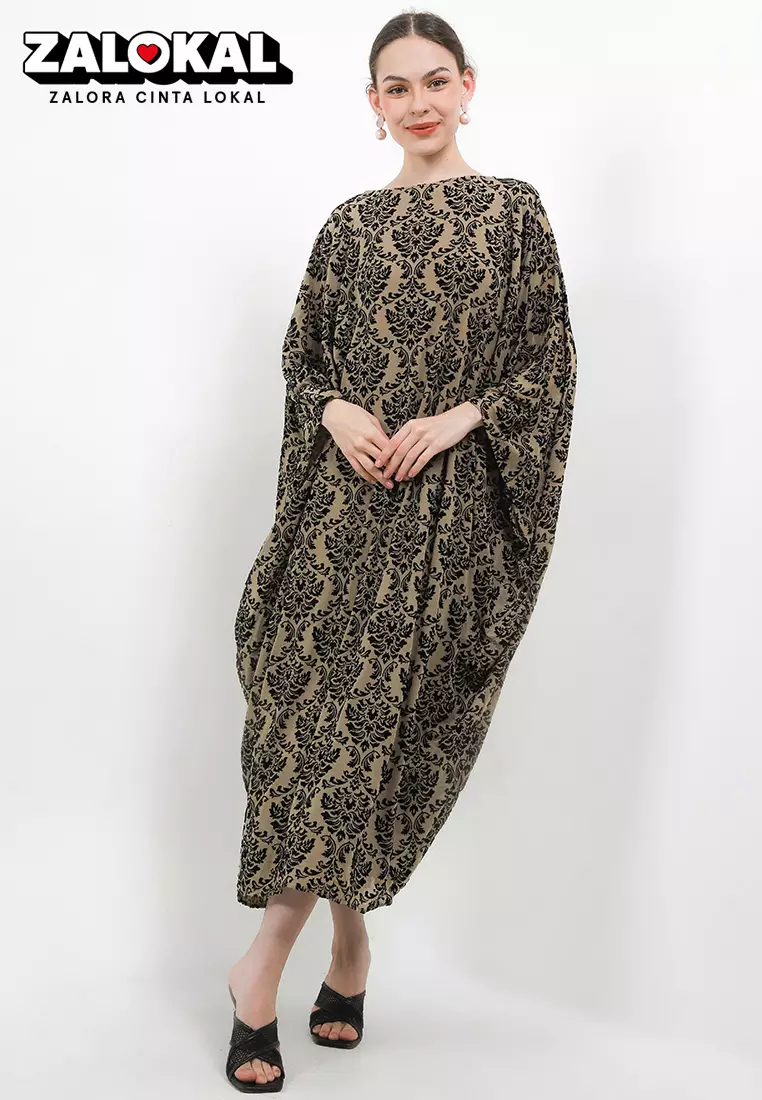 Velvet Print Mesh Kaftan