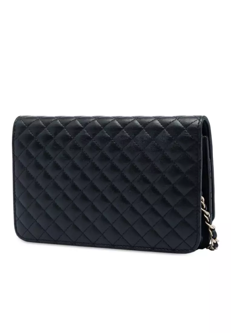 Pre-Loved Chanel Quilted Lambskin Crest Wallet On Chain