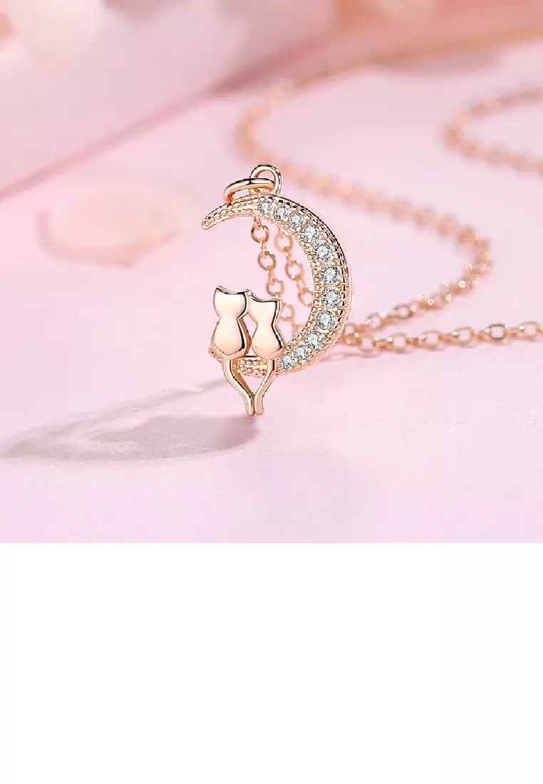 Cat moon pendant on sale necklace