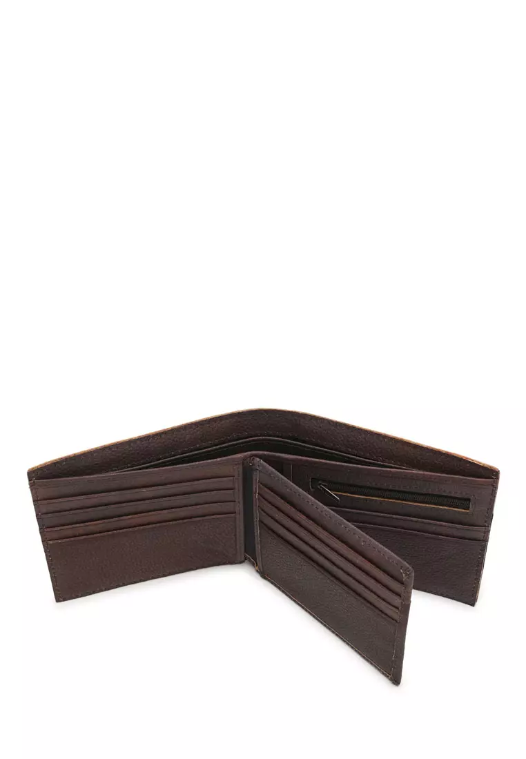 Kulit Genuine Dompet Pendek Pria (Men's RFID Genuine Leather Bi Fold Center Flap Short Wallet With Coin Compartment)