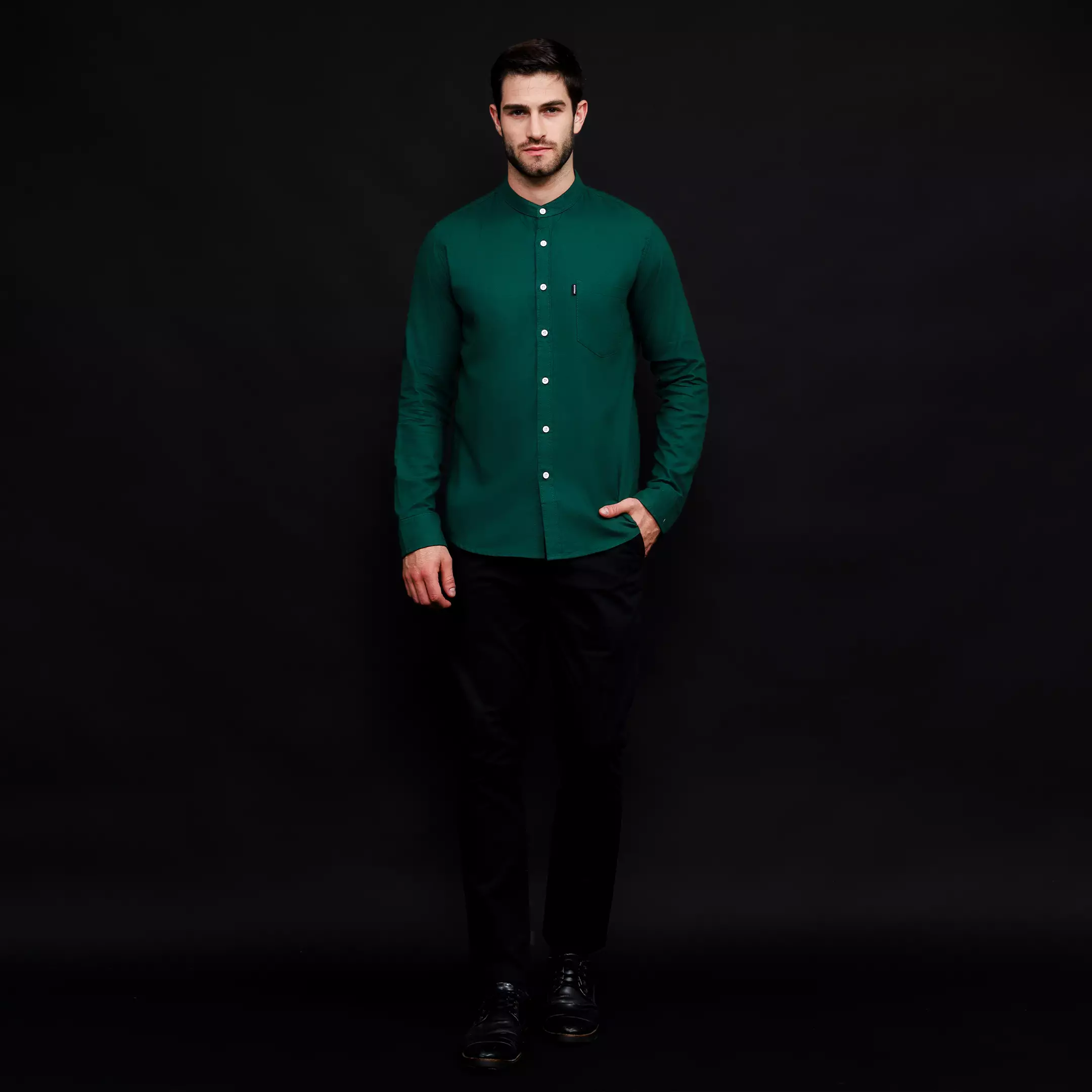 Kemeja Flanel Pria Panjang Polos Green