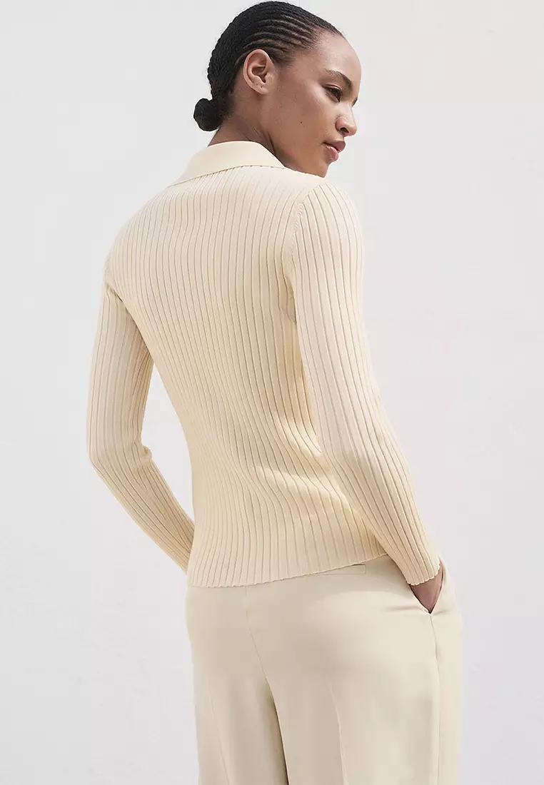 Ribbed Lapel Cardigan