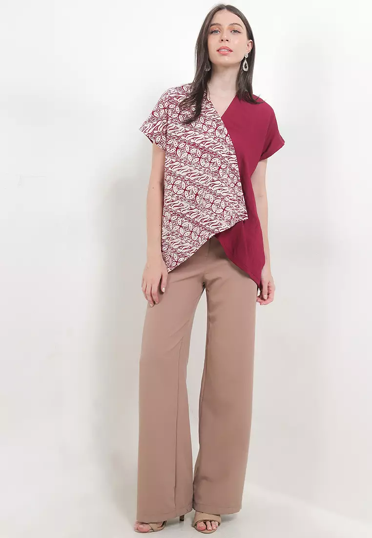 Cleo Batik Blouse Cap Top Lengan Pendek