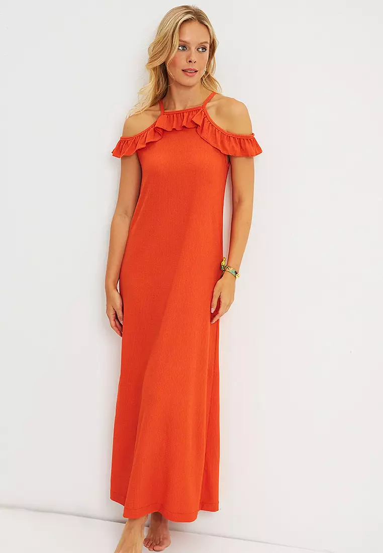 Halter neck wrap dress on sale